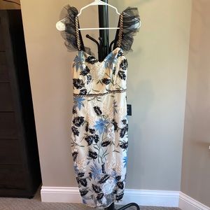 NEW WITH TAGS LULUS Show Stopper Cream Embroidered Sequin Bodycon Midi Dress